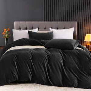 AUCT 22963 - JELLYMONI Velvet Duvet Cover Queen, Ultra Soft Plush 3-Piece Bedding Set