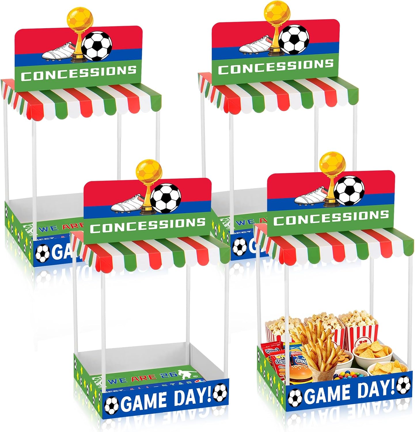 AUCT 24792 - 4 Sets World Soccer Cup 2026 Party Concession Treat Stand- 20.5" x 12" Extra Large Soccer