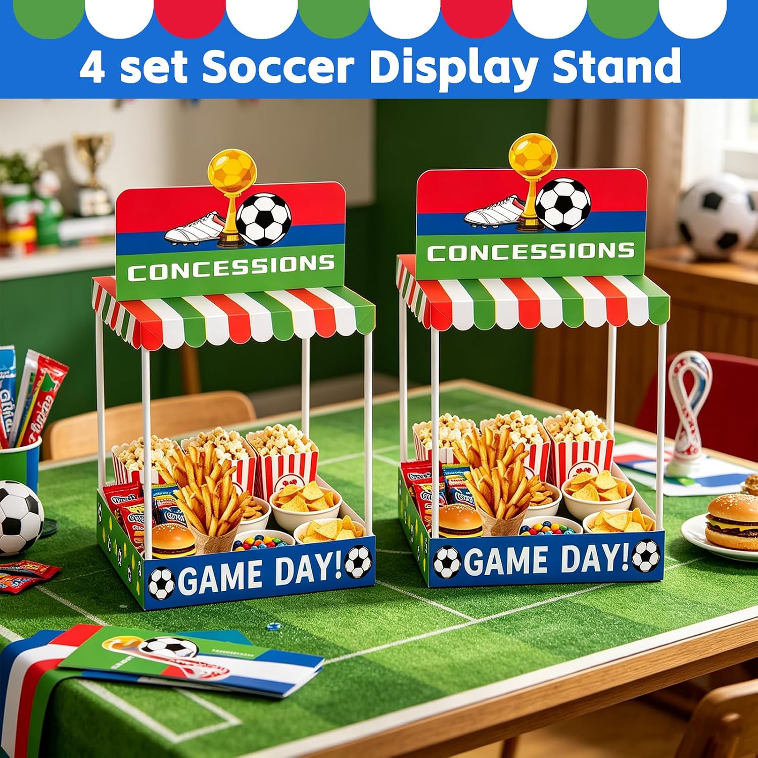 AUCT 24792 - 4 Sets World Soccer Cup 2026 Party Concession Treat Stand- 20.5" x 12" Extra Large Soccer - Image 2