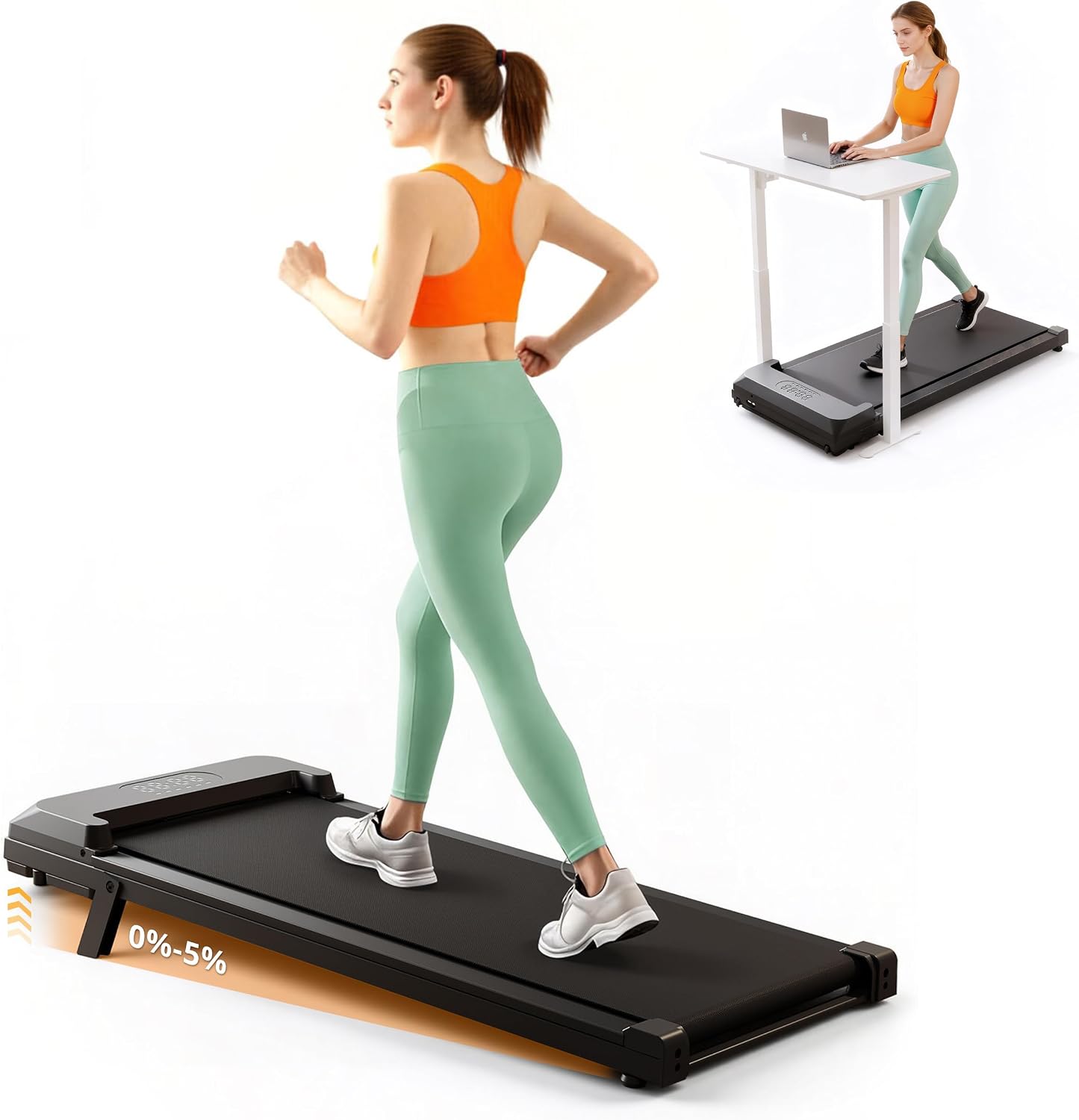 AUCT 22922 - $100 Walking Pad Treadmill with Incline, Under Desk Treadmill for Home/Office with 250 lbs