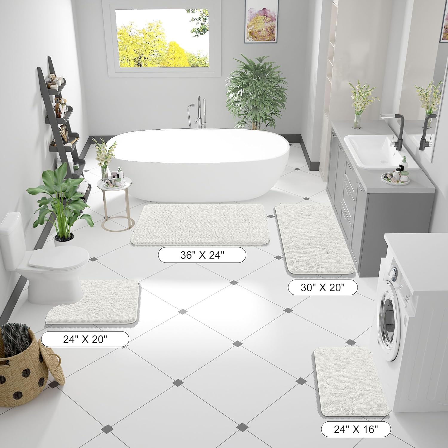 AUCT 23084 - $124 OLANLY Large Bathroom Rugs 70x46, Extra Soft Absorbent Chenille Bath Rugs - Image 2