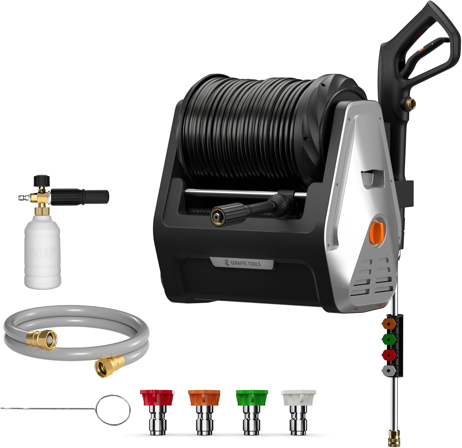 AUCT 23256 - $360 Giraffe Tools Wall Mounted Pressure Washer Essential with Upgraded 1800W Motor, Max 2