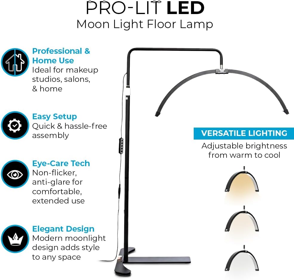 AUCT 22914 - $60 Existing Beauty LED Lash Light Half Moon Floor Lamp with Adjustable Brightness Pro - Image 3
