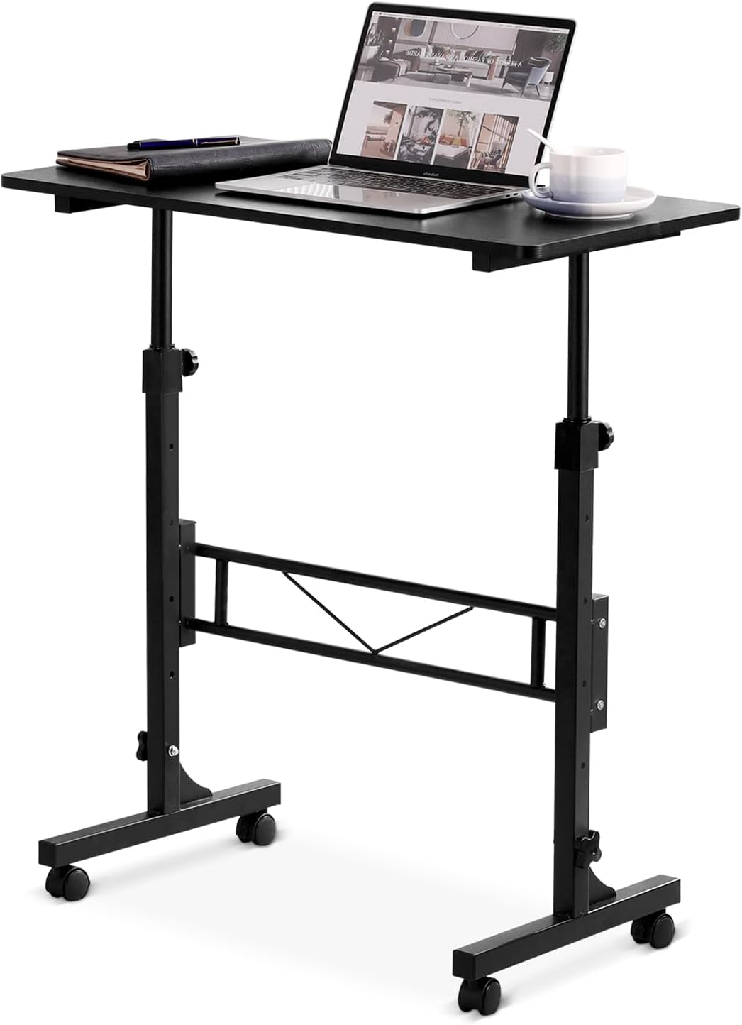 AUCT 22831 - $70 Small Standing Desk Adjustable Height,Mobile Stand Up Desk with Wheels