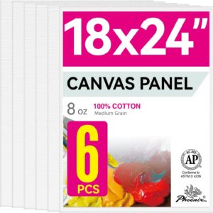 AUCT 24092 - PHOENIX 18x24 Inch Large Canvas Boards, 6 Pack, Flat Canvas Panels
