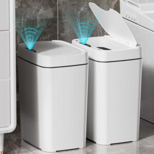 AUCT 23042 - Vanpopubs 2 Pack 2.7 Gal Bathroom Trash Can with Lid, Automatic Trash Can Small Smart Garb