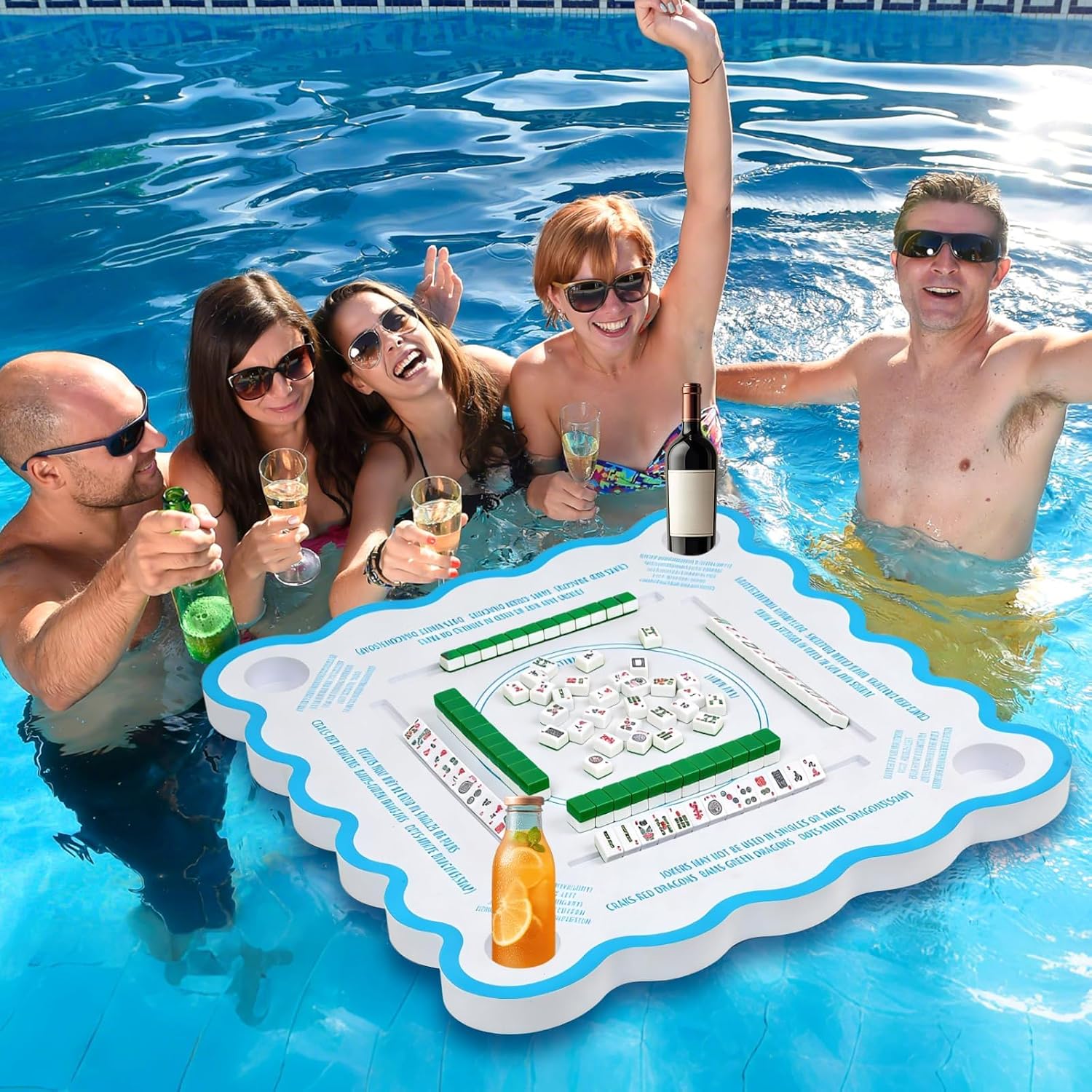 AUCT 22817 - $114 Majiang Game Floating Table with Rules for Pool Double Side Poker Float Board for Car - Image 4