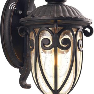 AUCT 23107 - $121 Large Dusk to Dawn Outdoor Wall Light for Garage, 23 Inch Bronze Exterior Wall Lanter