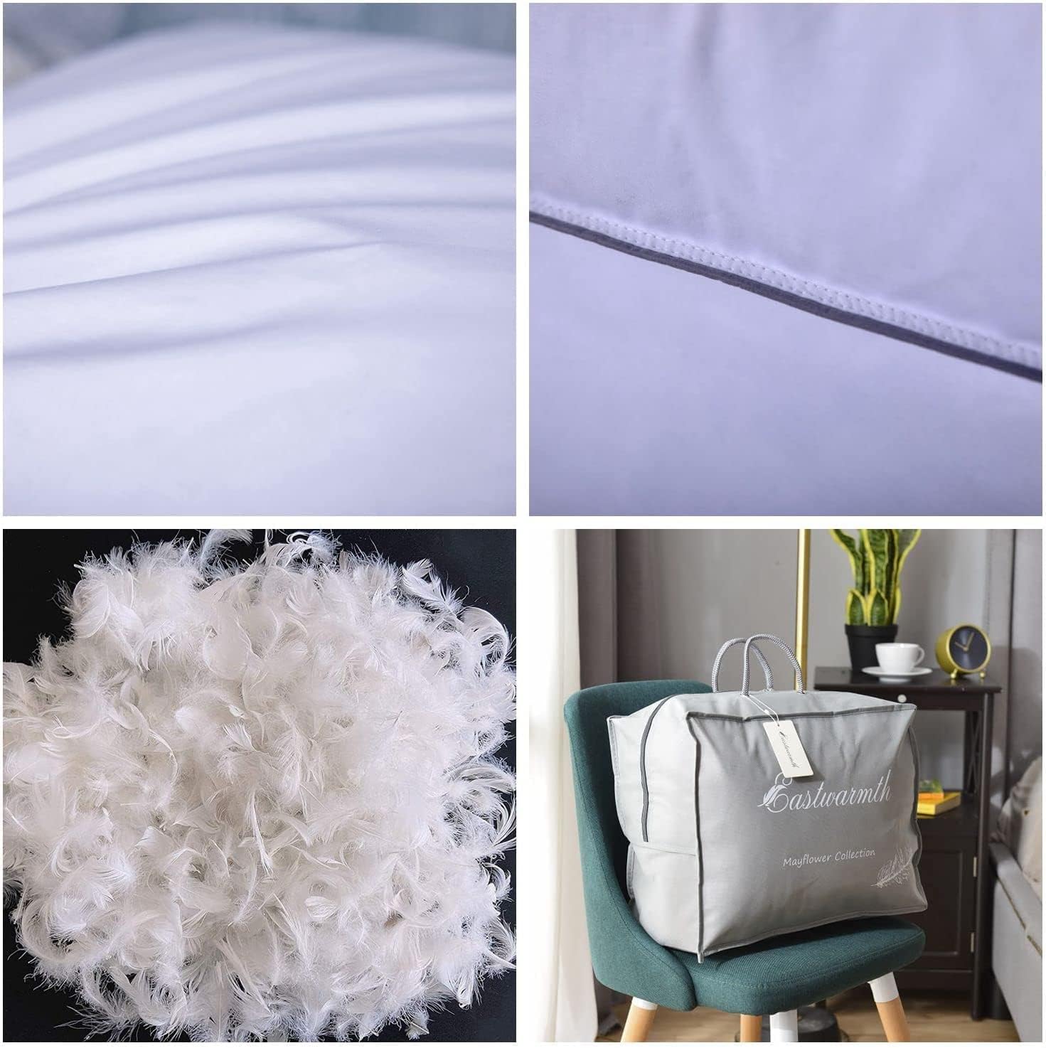 AUCT 23153 - Set of 2 Goose Feather Down Cooling Pillow for Back, Stomach or Side Sleepers 2 Pack,100% - Image 2