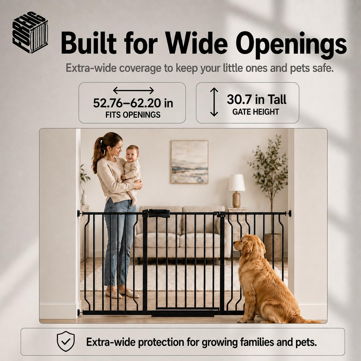 AUCT 22834 - $160 Extra Wide Baby Gate, Fits 52.7 62.2 in Openings, Sturdy & No Drill - Image 2