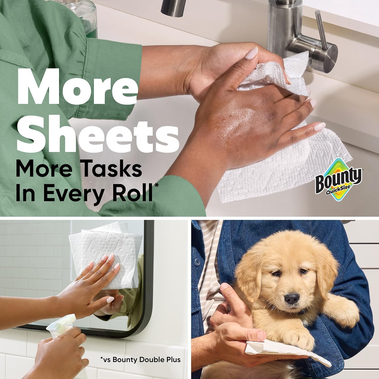 AUCT 24900 - Bounty Quick Size Paper Towels, White, 8 Family Rolls - Image 3