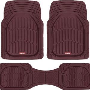 AUCT 24848 - Motor Trend FlexTough Floor Mats for Cars, Burgundy Deep Dish All-Weather Car Mats, Waterp