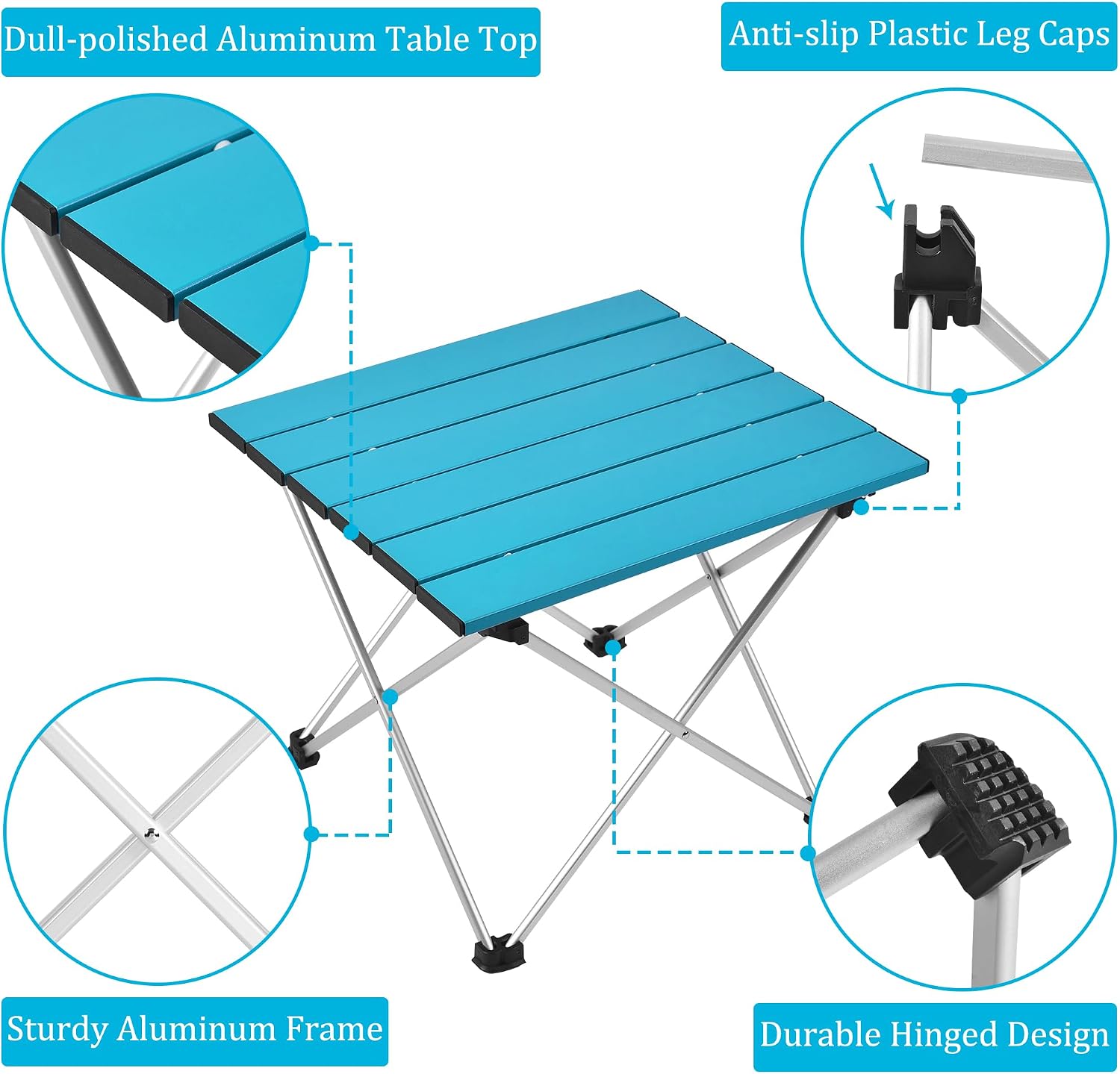AUCT 22794 - Grope Portable Camping Table,Aluminum Folding Beach Table (Deep Blue-M) - Image 2