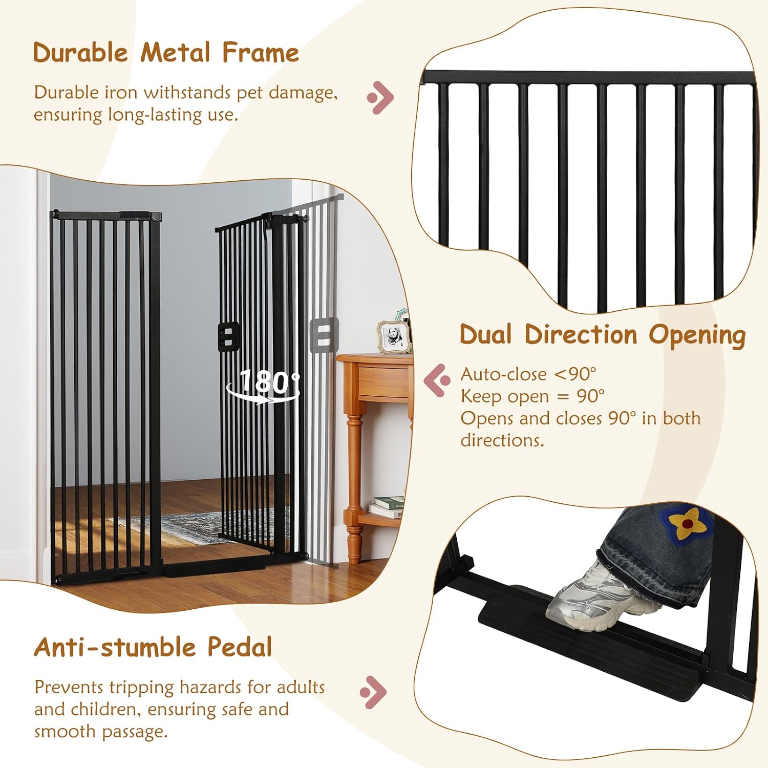 AUCT 22751 - $107 55' Extra Tall Cat Gate, 42.9"-46.9" Wide Auto Close Tall Pet Gate for Doorways, Pres - Image 4