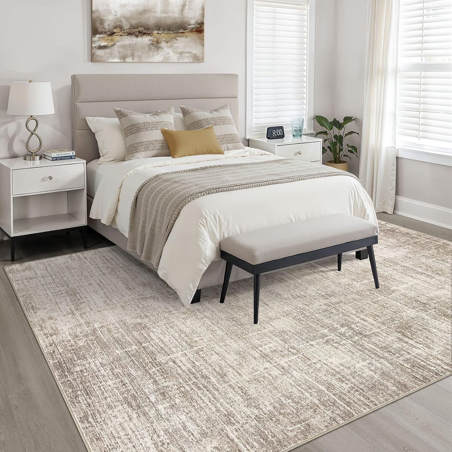 AUCT 23219 - $69 LOONGRUG 5x8 Area Rug Washable Neutral Modern Rug for Living Room Brown - Image 4