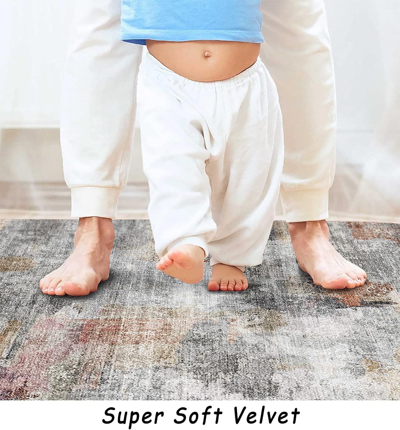 AUCT 22707 - $130 vivorug Washable Rug, Ultra Soft Area Rug 8x10, Non Slip Abstract Rug Carpet, Stain R - Image 4