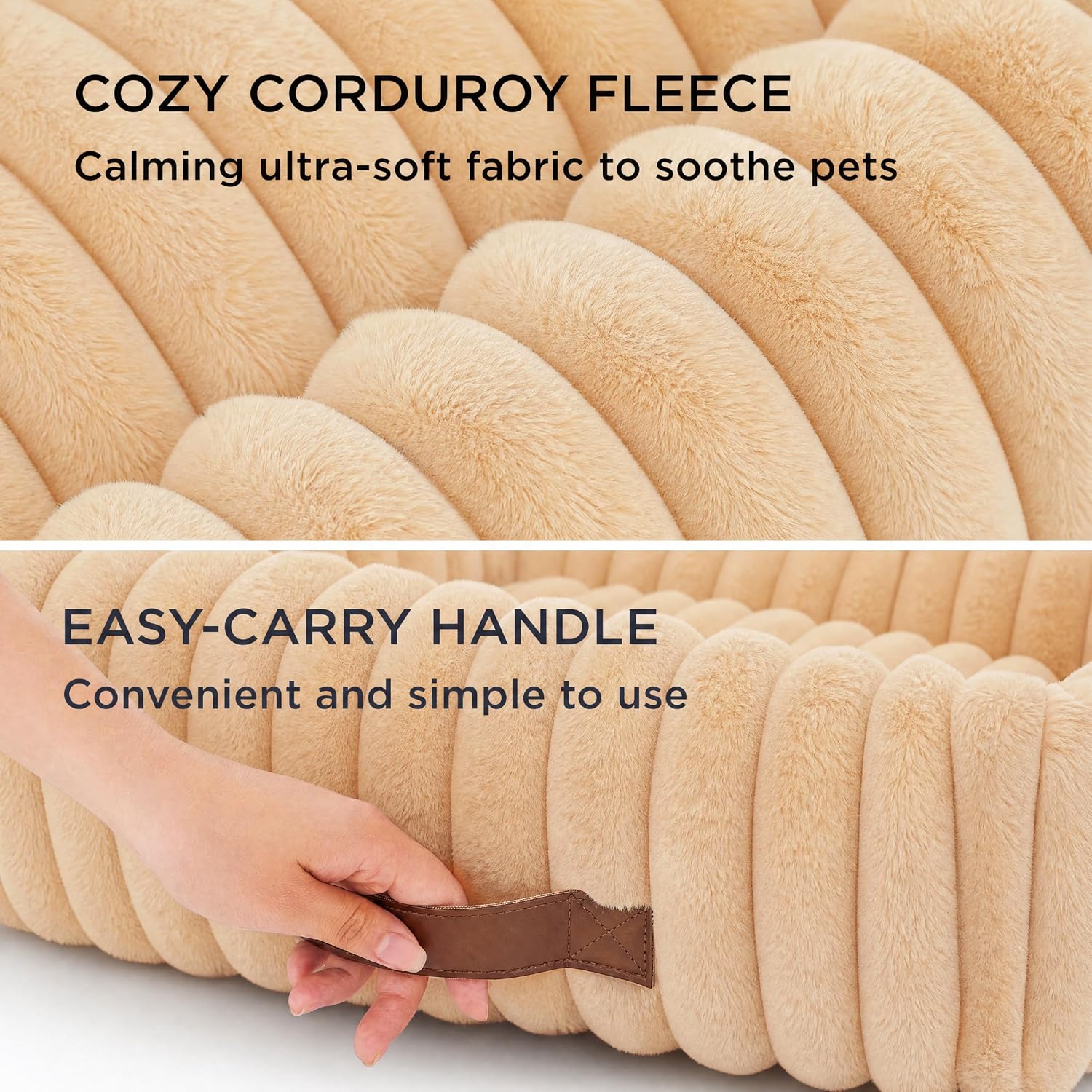 AUCT 22942 - $55 Bedsure ComfyFleece Cute Dog Bed Medium Large Size Dog 30in Sandy Beige - Image 4