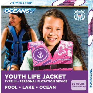 AUCT 22803 - Aqua Oceans 7 Life Jacket for Kids - US Coast Guard Approved Life Vest for Infant, Child &