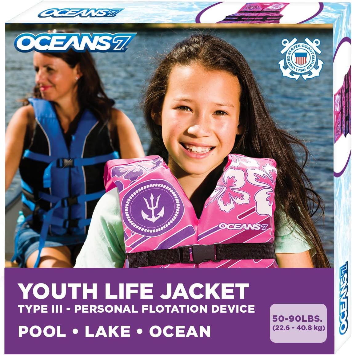 AUCT 22803 - Aqua Oceans 7 Life Jacket for Kids - US Coast Guard Approved Life Vest for Infant, Child &