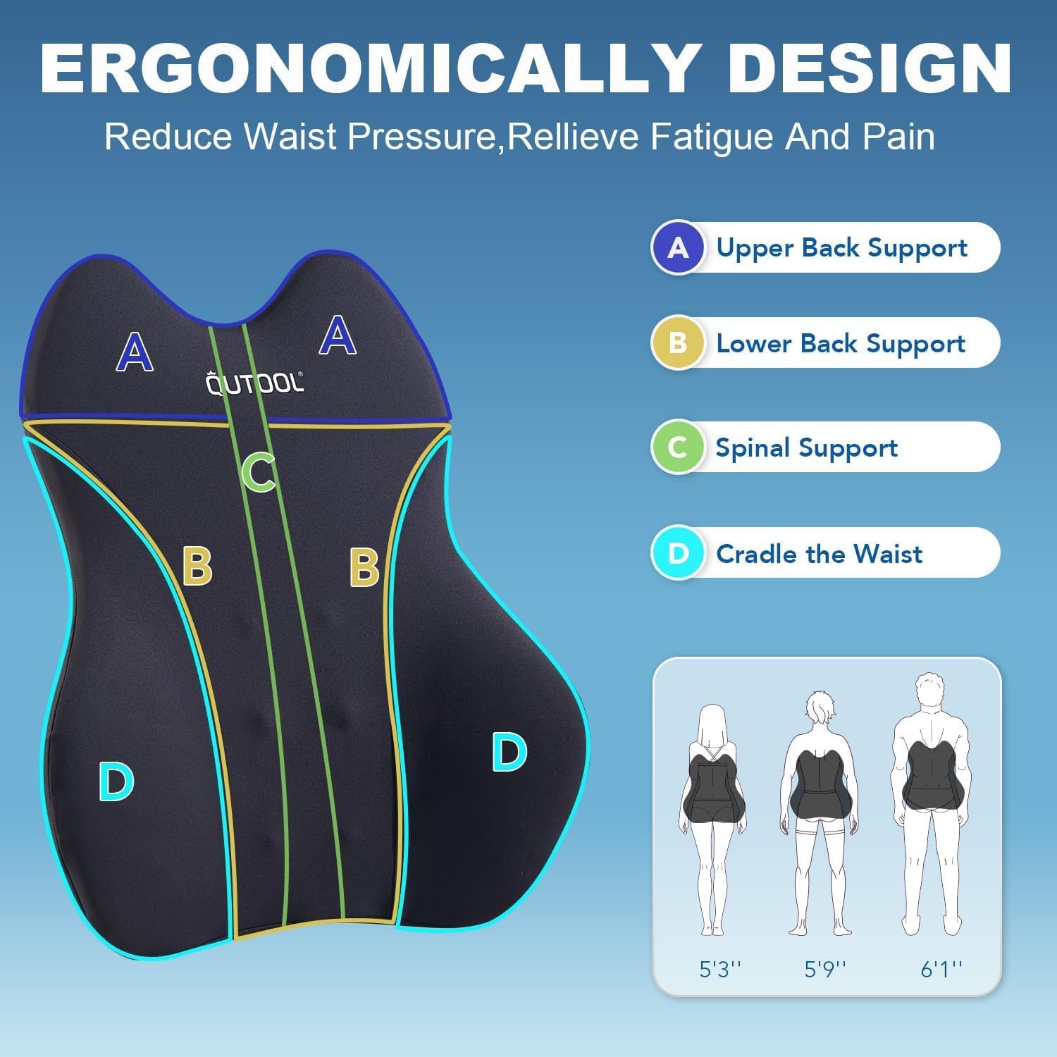 AUCT 24923 - Patented Lumbar Support Pillow for Car, Truck Accessories Travel Essentials, Memory Foam B - Image 3