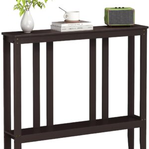 AUCT 22897 - $60 ELYKEN Bamboo 2-Tier Narrow Console Table, 36.2" Long Slim Hallway Table
