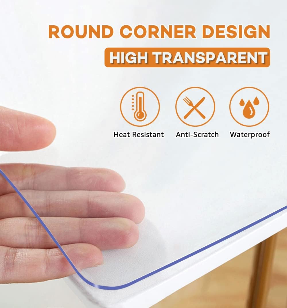AUCT 22885 - PoPoTo Upgraded Version Clear Table Pad 28x48 Inch Rectangular Transparent Desk Protector - Image 2