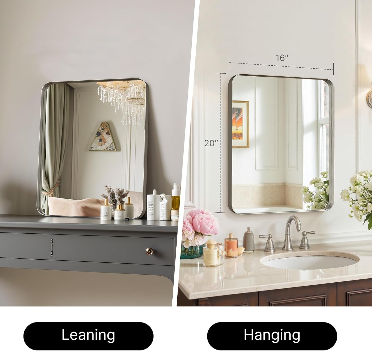 AUCT 23286 - Kosmonia 20"x16" Bathroom Mirror, Rounded Rectangle Vanity Mirror - Image 3