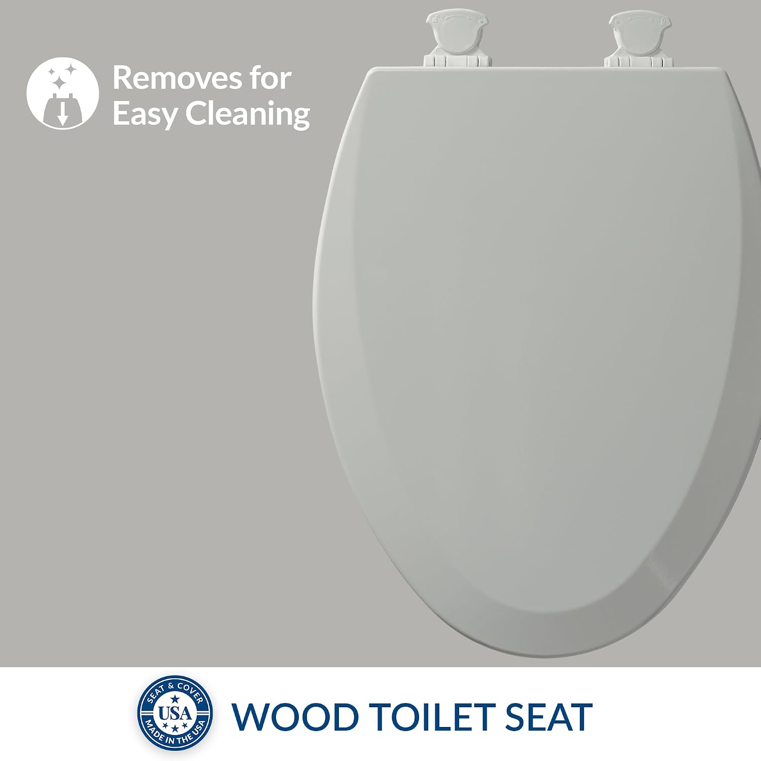 AUCT 23128 - Bemis 1500EC Durable Wood Toilet Seat with Easy Clean Hinges, Made in USA, Elongated, Ice - Image 2