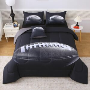 AUCT 23250 - $53 JQinHome Full Football Themed Comforter Sets for Boys, 6 Piece Bed in A Bag 3D Sport B