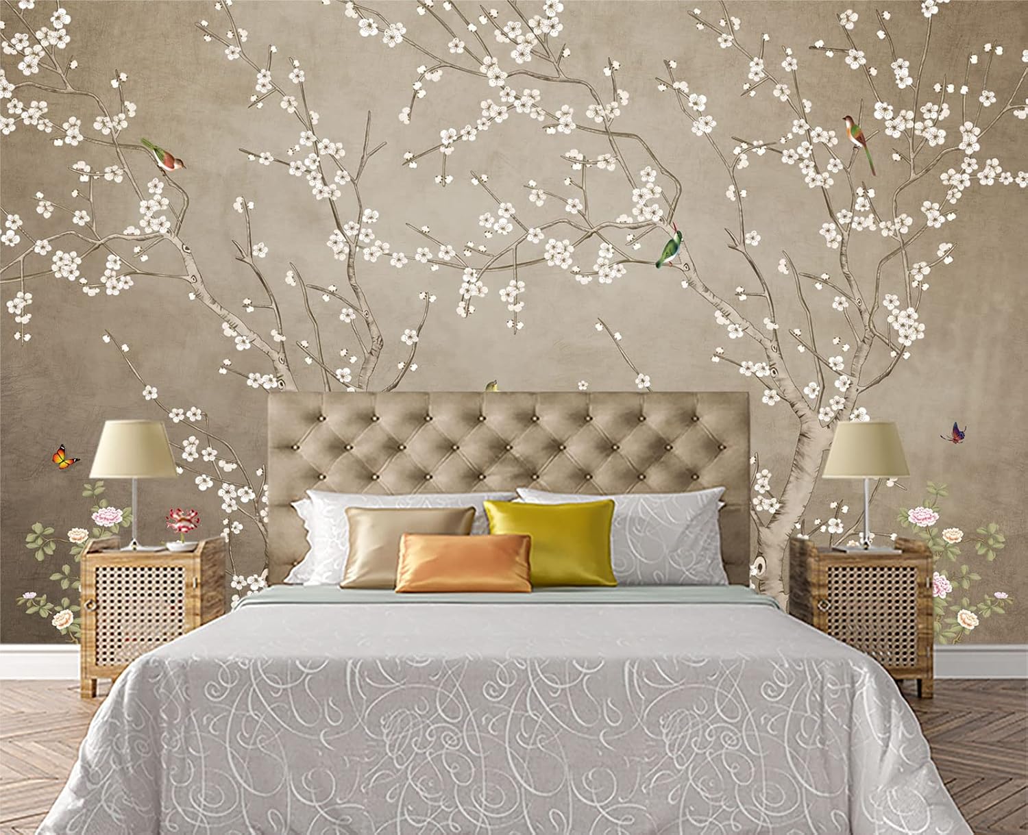 AUCT 23851 - $110 Plum Blossom Flower Bird Chinoiserie wall Mural Wallpaper for Bedroom 137" x 100"(Not - Image 4