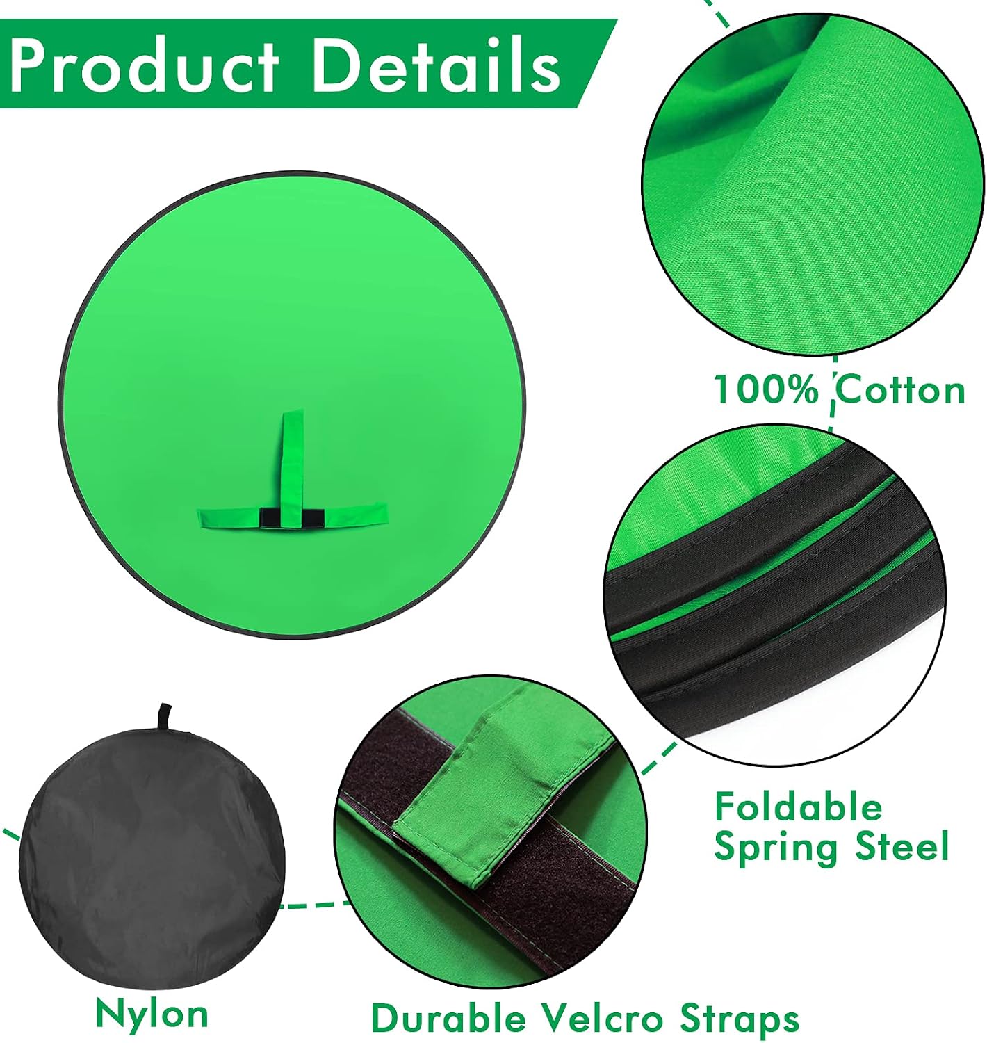 AUCT 23099 - Portable Green Screen Chair, 57 in Greenscreen Backdrop with Stand Double Sided Foldable G - Image 3