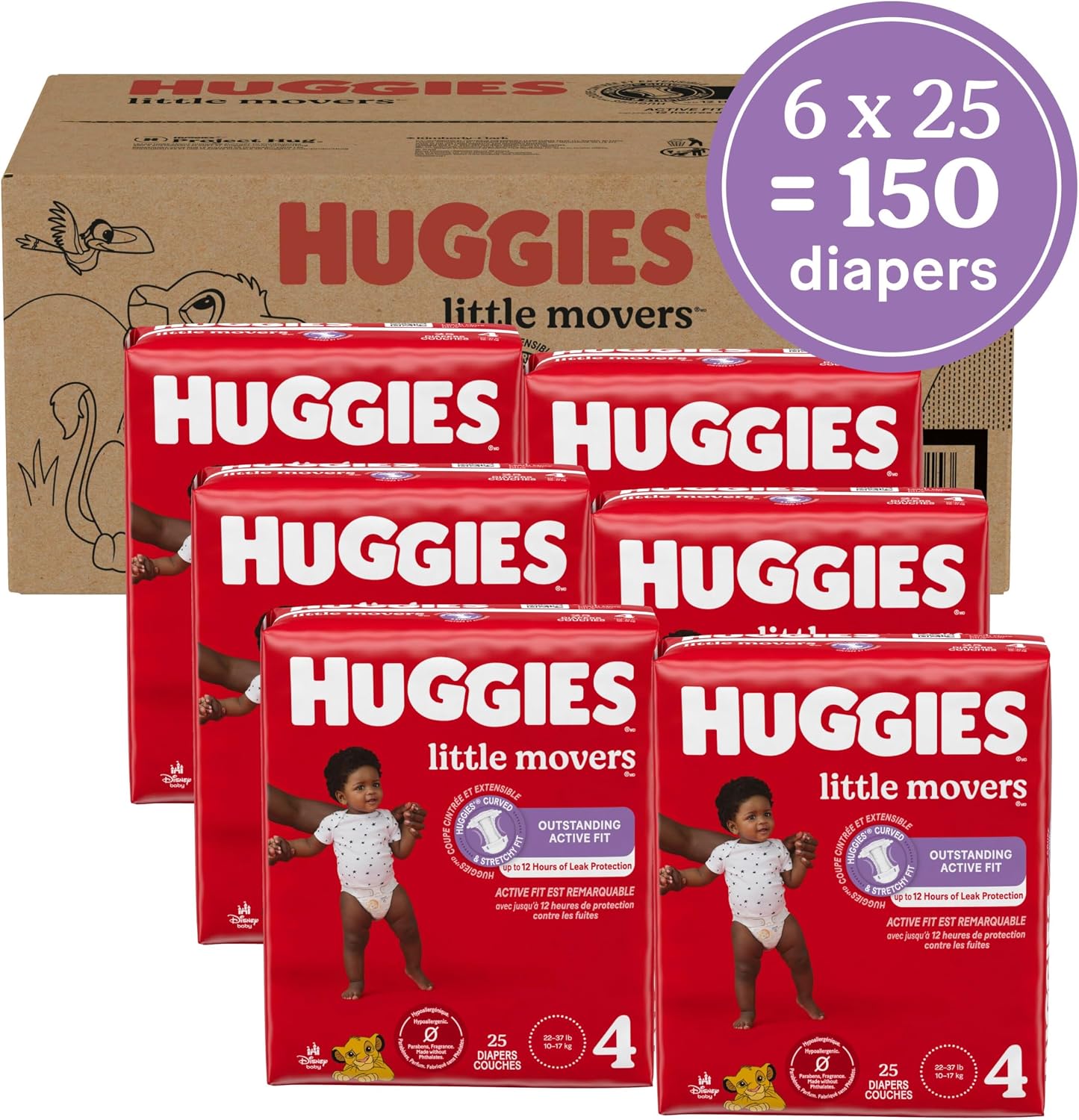 AUCT 23178 - $59 Huggies Little Movers Diapers Size 4, 150 Count (6 Packs of 25) - Image 2