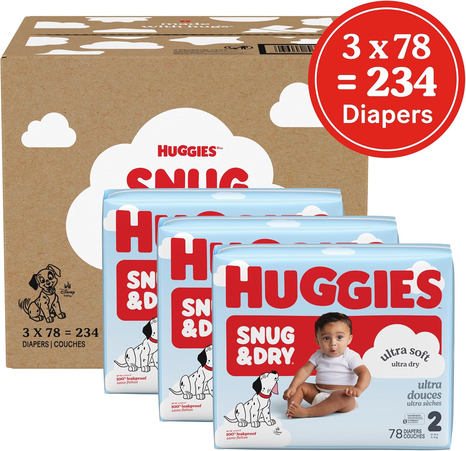 AUCT 23208 - $55 Huggies Snug & Dry Diapers Size 2, 234 Count - Image 2