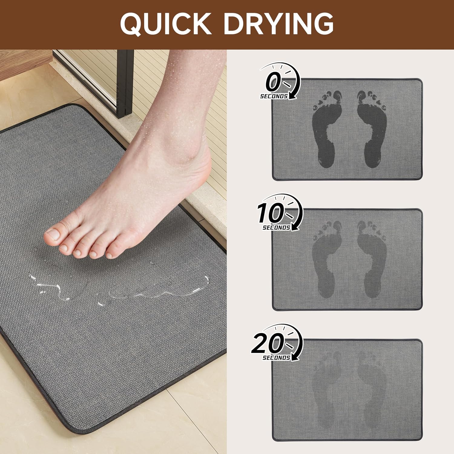 AUCT 24876 - Bath Mat,Super Absorbent,Quick Dry,Non Slip Bathroom Rug, Ultra Thin Low Pile, Machine Was - Image 3
