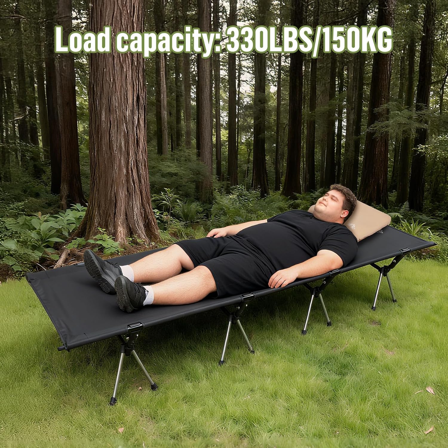 AUCT 23081 - $90 Night Cat Camping Cot Bed - Portable Folding Sleeping Cots for Adults 1-Person Outdoor - Image 4