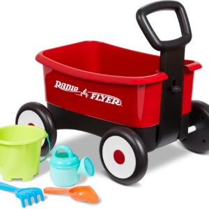 AUCT 23235 - Radio Flyer Push & Pull Walker Wagon with Garden Tools, Ages 1-4 Years, Red