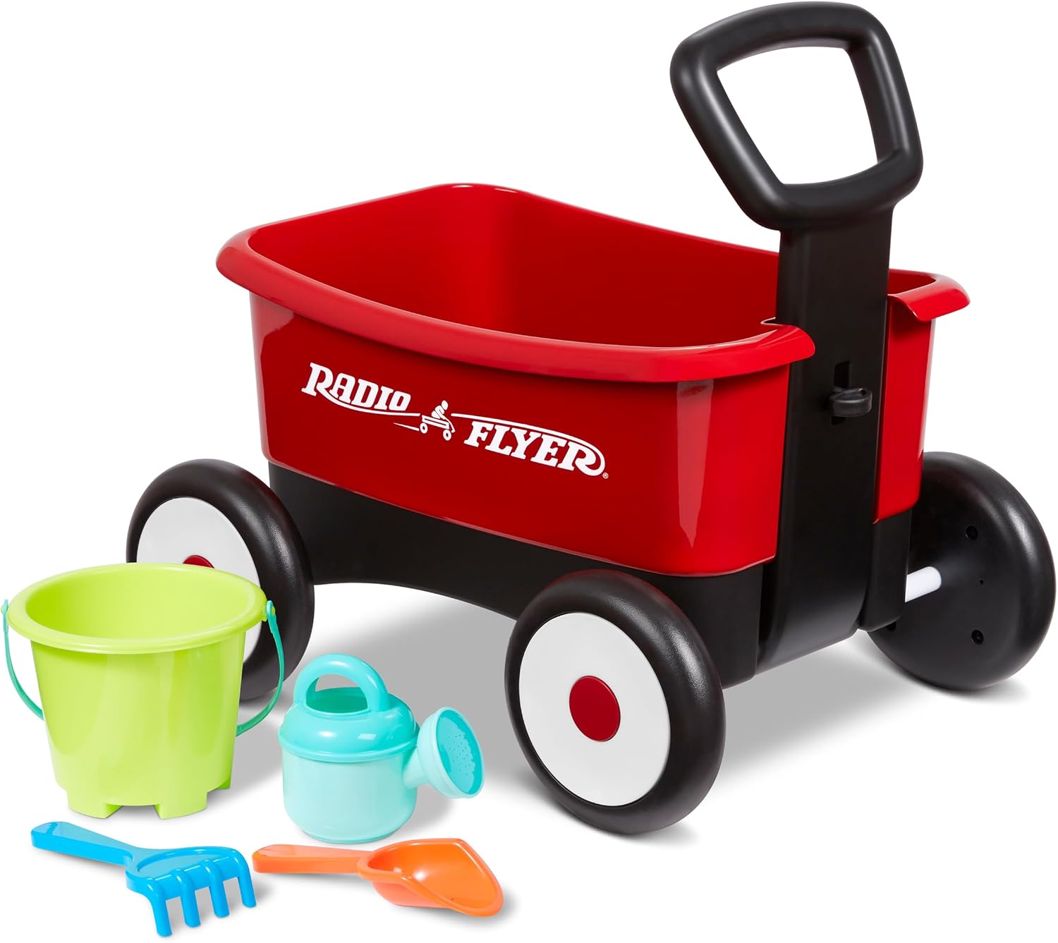 AUCT 23235 - Radio Flyer Push & Pull Walker Wagon with Garden Tools, Ages 1-4 Years, Red