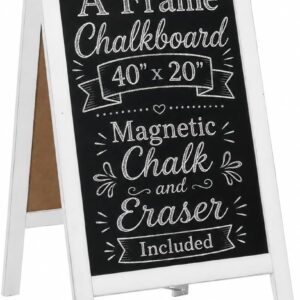 AUCT 22790 - $76 Ilyapa Wooden A-Frame Sign with Eraser & Chalk - 40 x 20 Inches Magnetic Sidewalk Chal