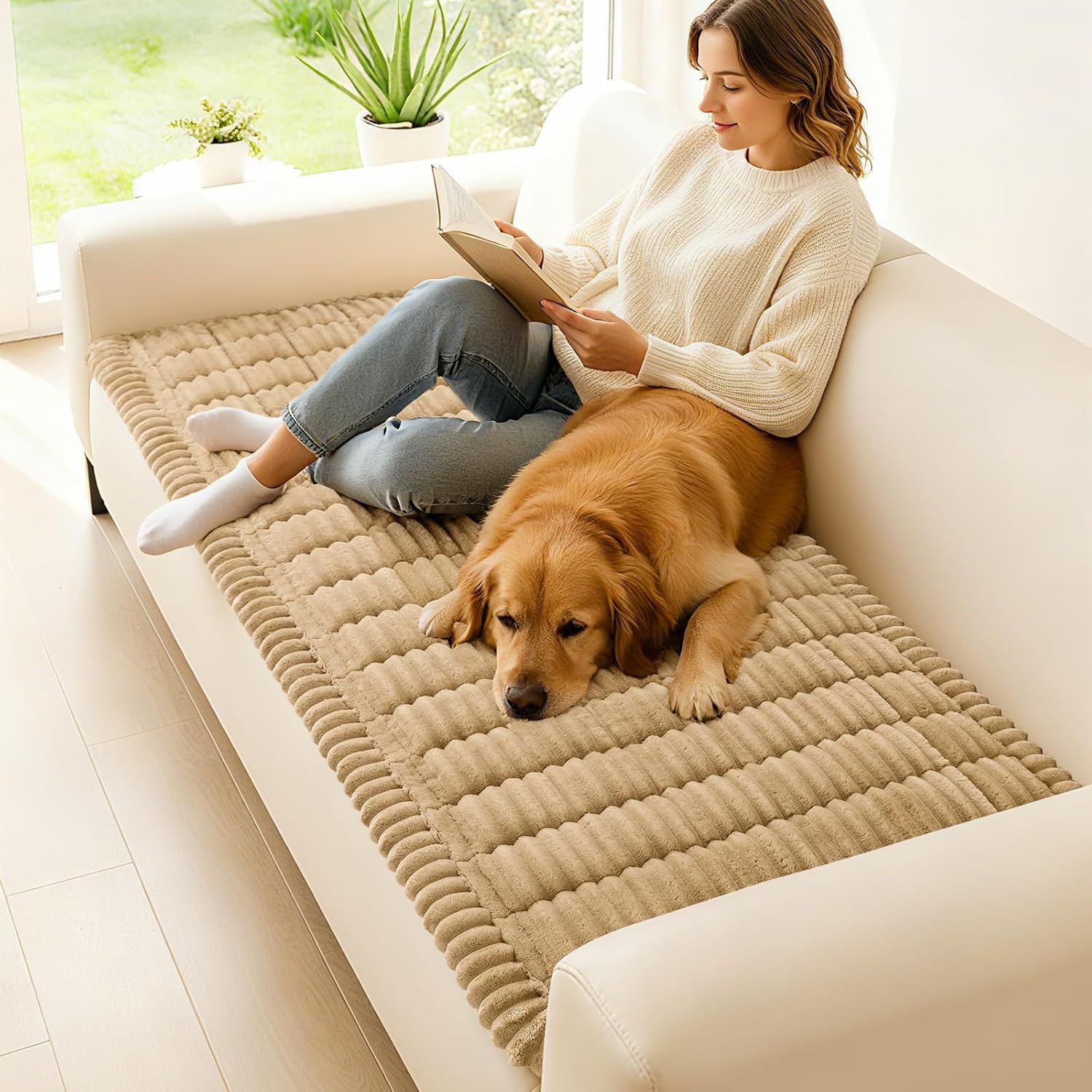 AUCT 24988 - $60 Couch Cover for Dogs, Washable Non Slip Plush Flannel Sofa Protector - Image 2
