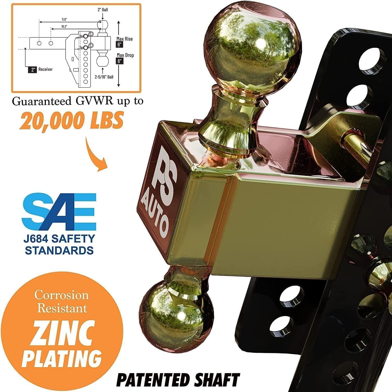 AUCT 22807 - $99 Adjustable Gooseneck Drawbar Trailer Hitch - 20,000 LBS, Fits 2 and 2-5/16 Inch Balls, - Image 4