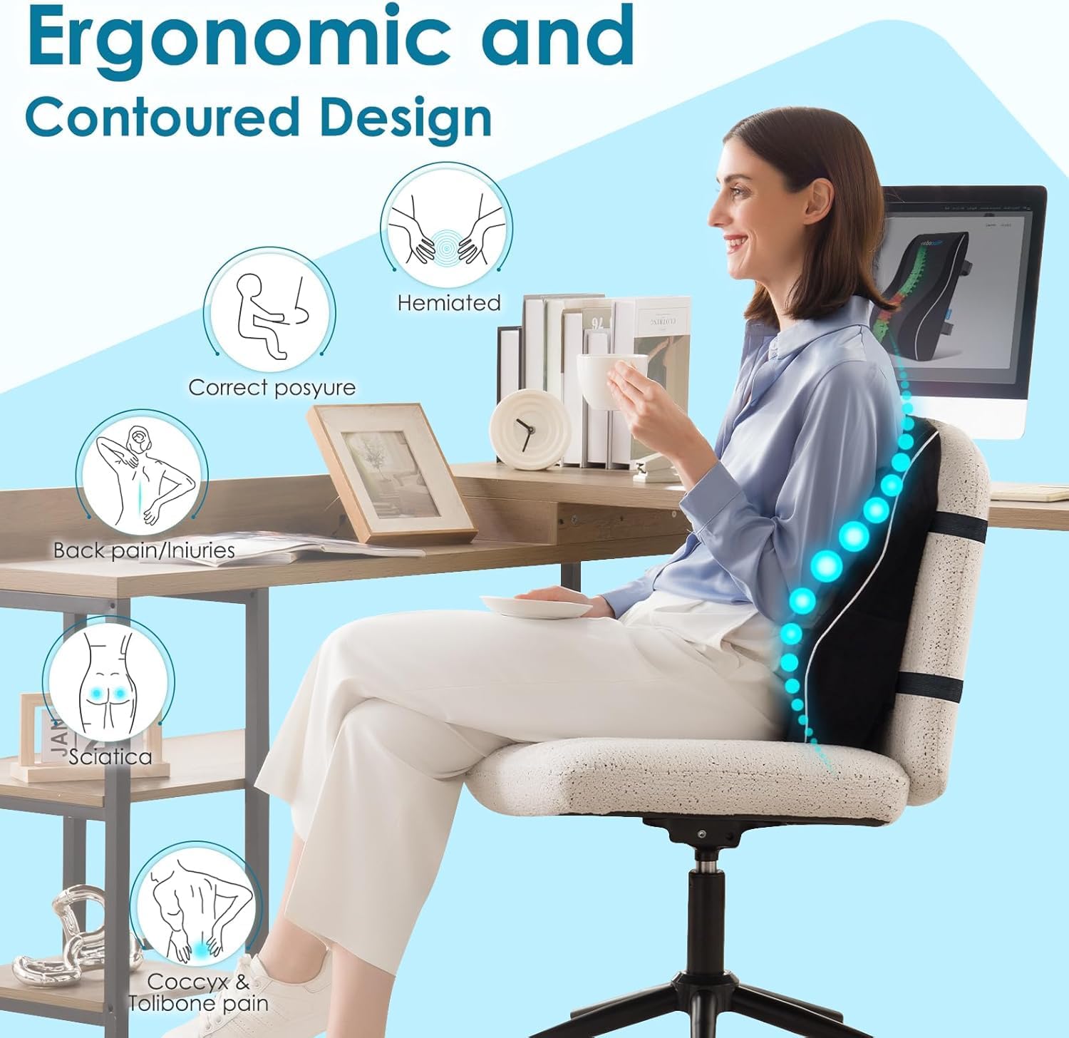 AUCT 22890 - Niceeday Lumbar Support Pillow for Office Chair Car Back Support Pillow, Memory Foam Gamin - Image 2