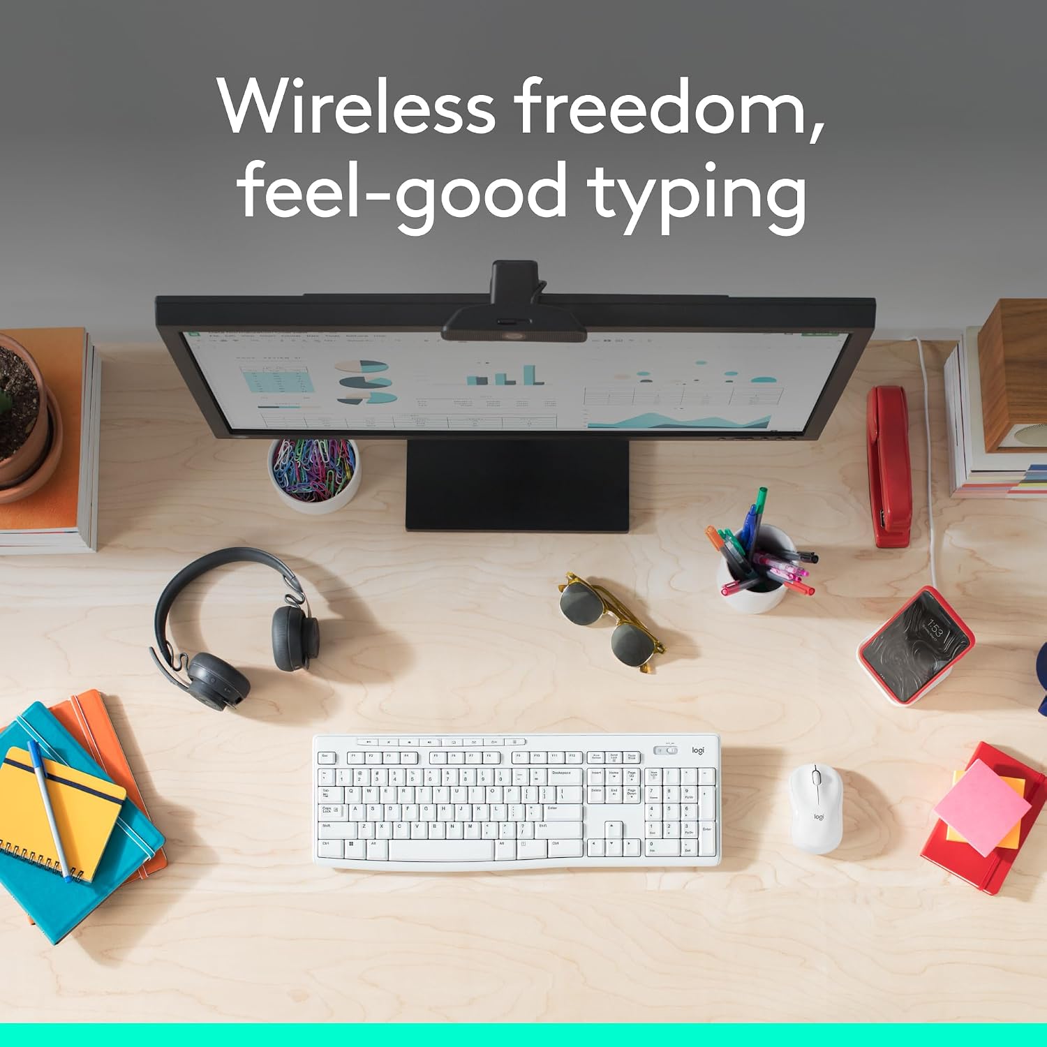 AUCT 23166 - Logitech MK270 Full Size Wireless Keyboard and Mouse Combo - Off White - Image 2