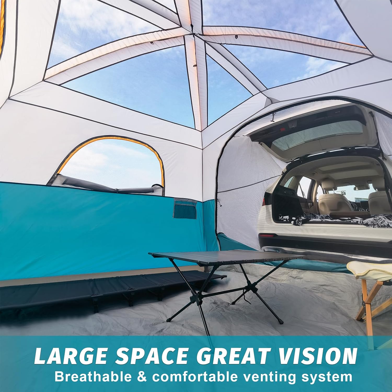 AUCT 22899 - $140 UNP SUV Tents for Camping 6 Person Car Camping Tailgate Tent for Outdoor - Image 4