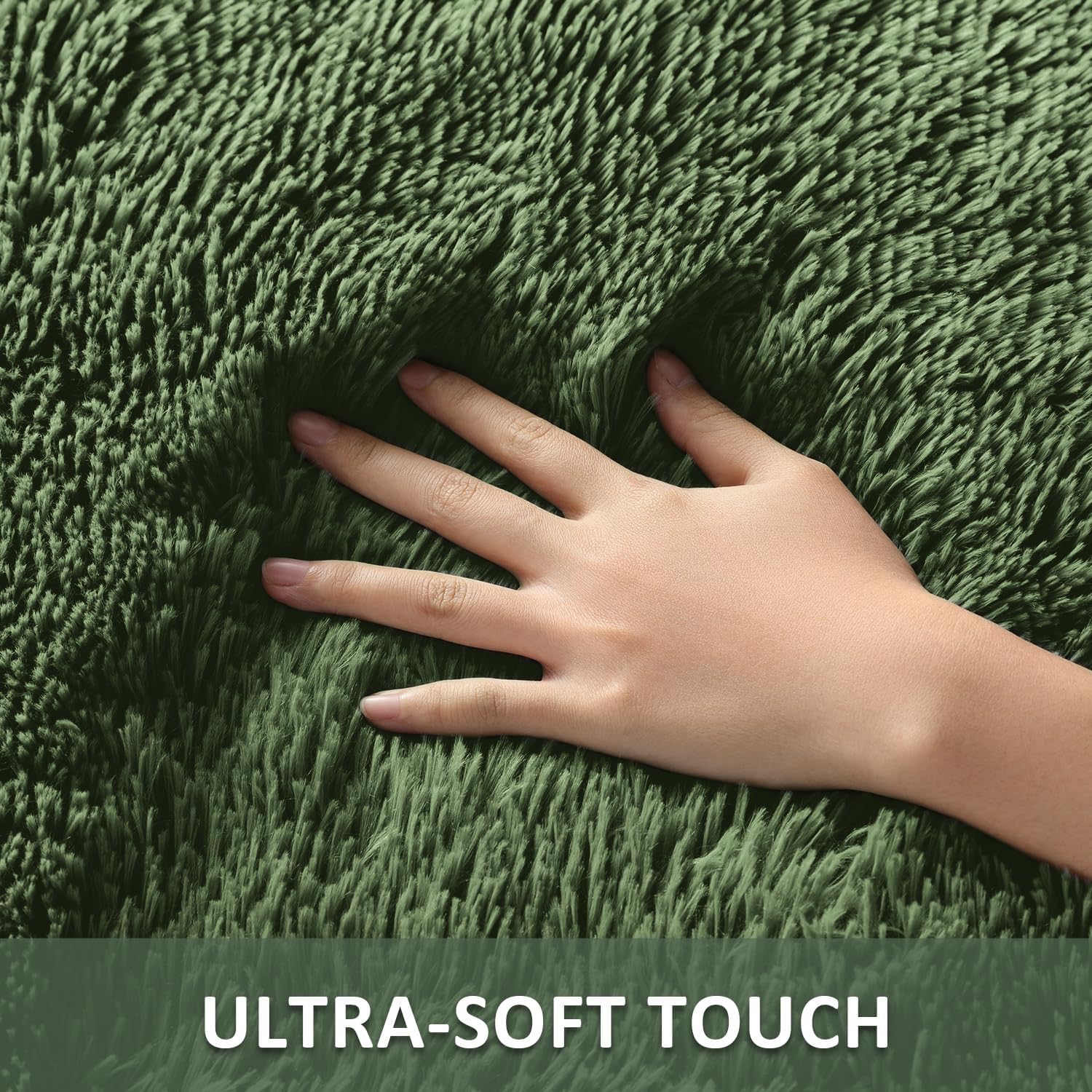 AUCT 24920 - Ophanie Gray Green Rug Grass Area Rugs for Bedroom,4x6 Shag Fluffy Carpet,Fuzzy Furry Plus - Image 2