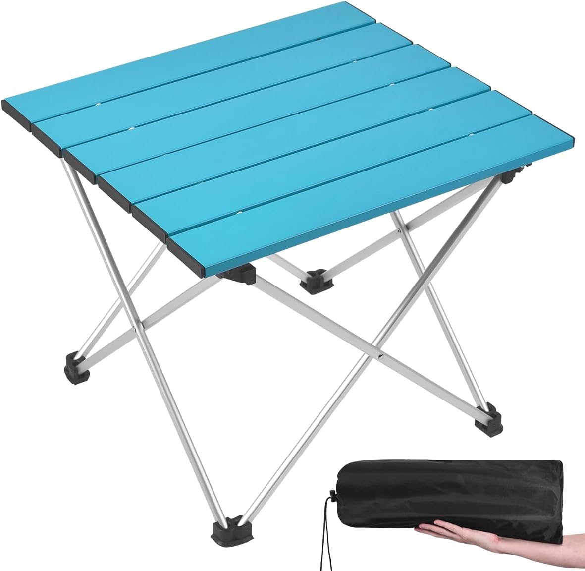 AUCT 22794 - Grope Portable Camping Table,Aluminum Folding Beach Table (Deep Blue-M)