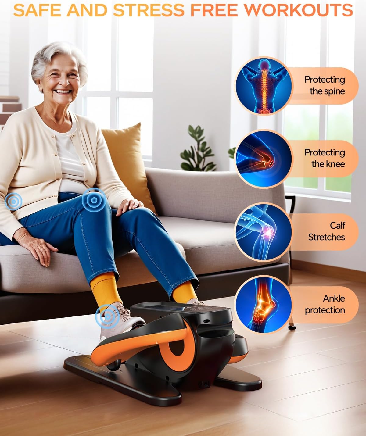 AUCT 23131 - $100 Under Desk Elliptical Machine, Ellipse Leg Exerciser as Seen on Tv for Seniors Adults - Image 3