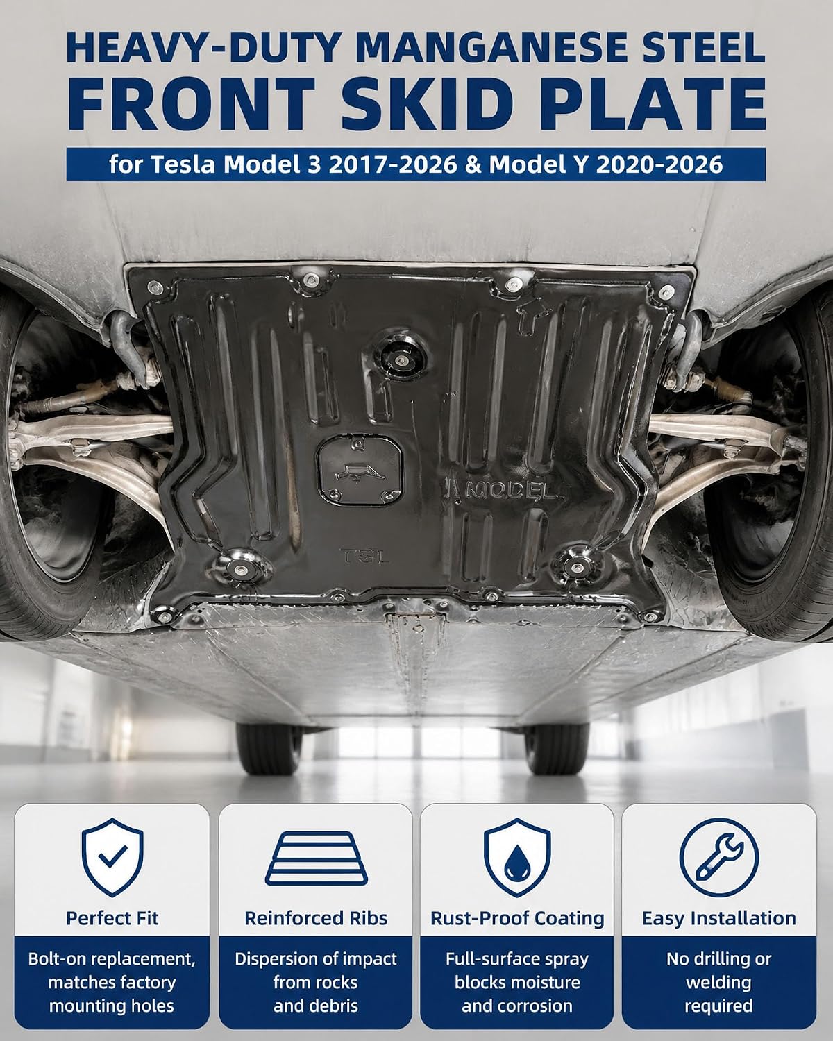 AUCT 22823 - $90 Heavy-Duty Manganese Steel Front Skid Plate for Tesla Model 3 & Y - Image 3