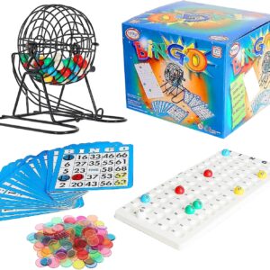 AUCT 22748 - Deluxe Bingo Game Set, Metal Cage, 18 Cards,150 Chips, 75 Balls