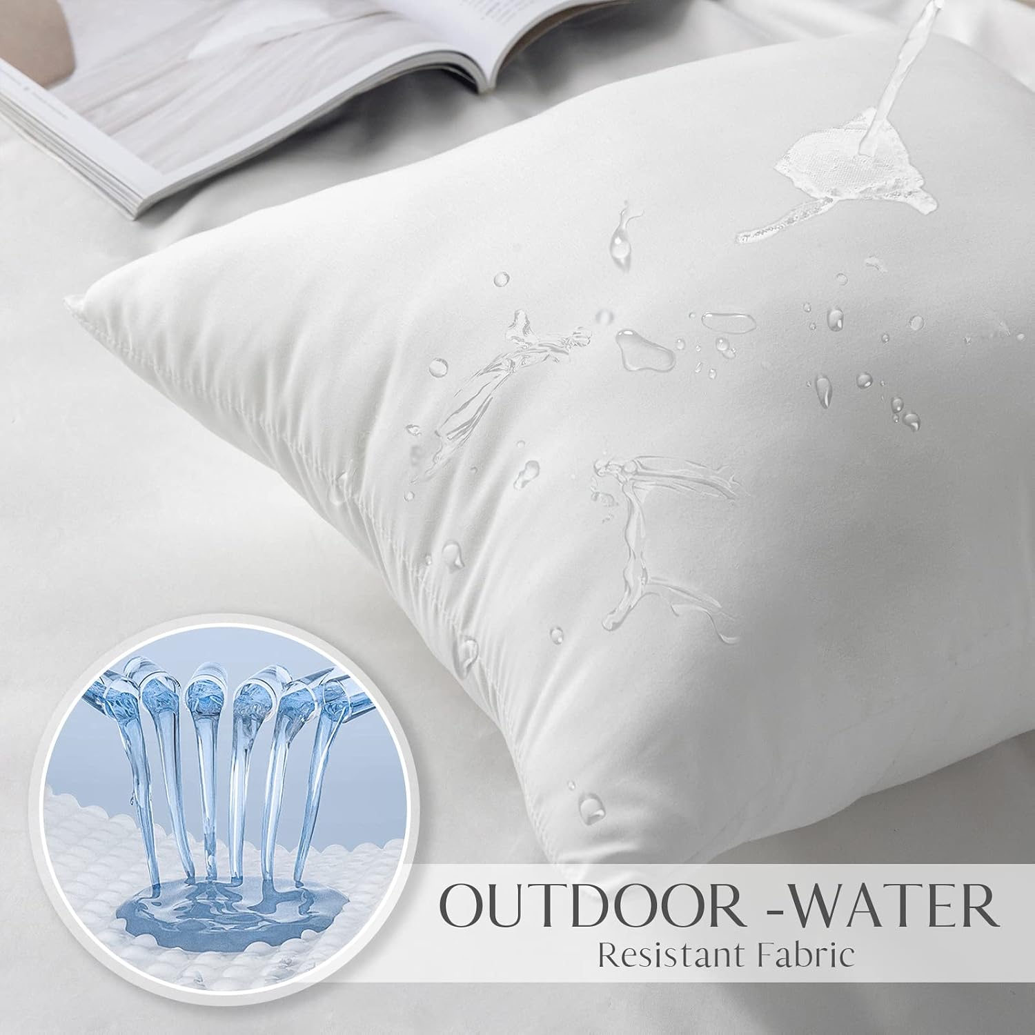 AUCT 23589 - Ashler 20 x 20 Outdoor Pillows, Waterproof Inserts Set of 2, Throw Pillow - Image 4
