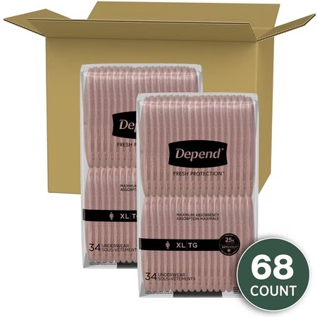 AUCT 24926 - $55 Depend Fresh Protection Adult Incontinence Underwear for Women, Maximum, XL, Blush, 68 - Image 3